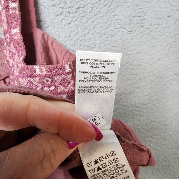 LUCKY BRAND Women's NORDSTROM Embroidered Swingy Wide Strap Rose Cropped Tank - Picture 7 of 10